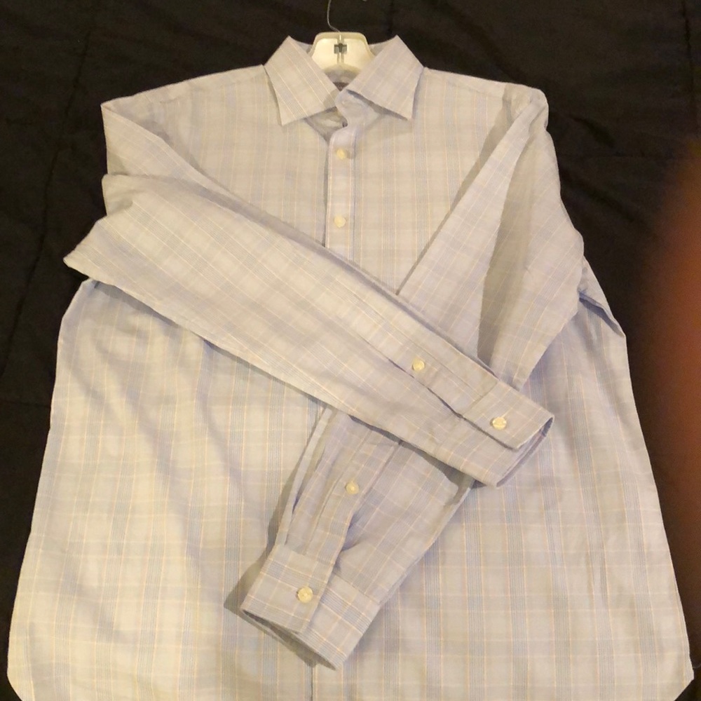 Plaid blue and white Michael Kors dress shirt